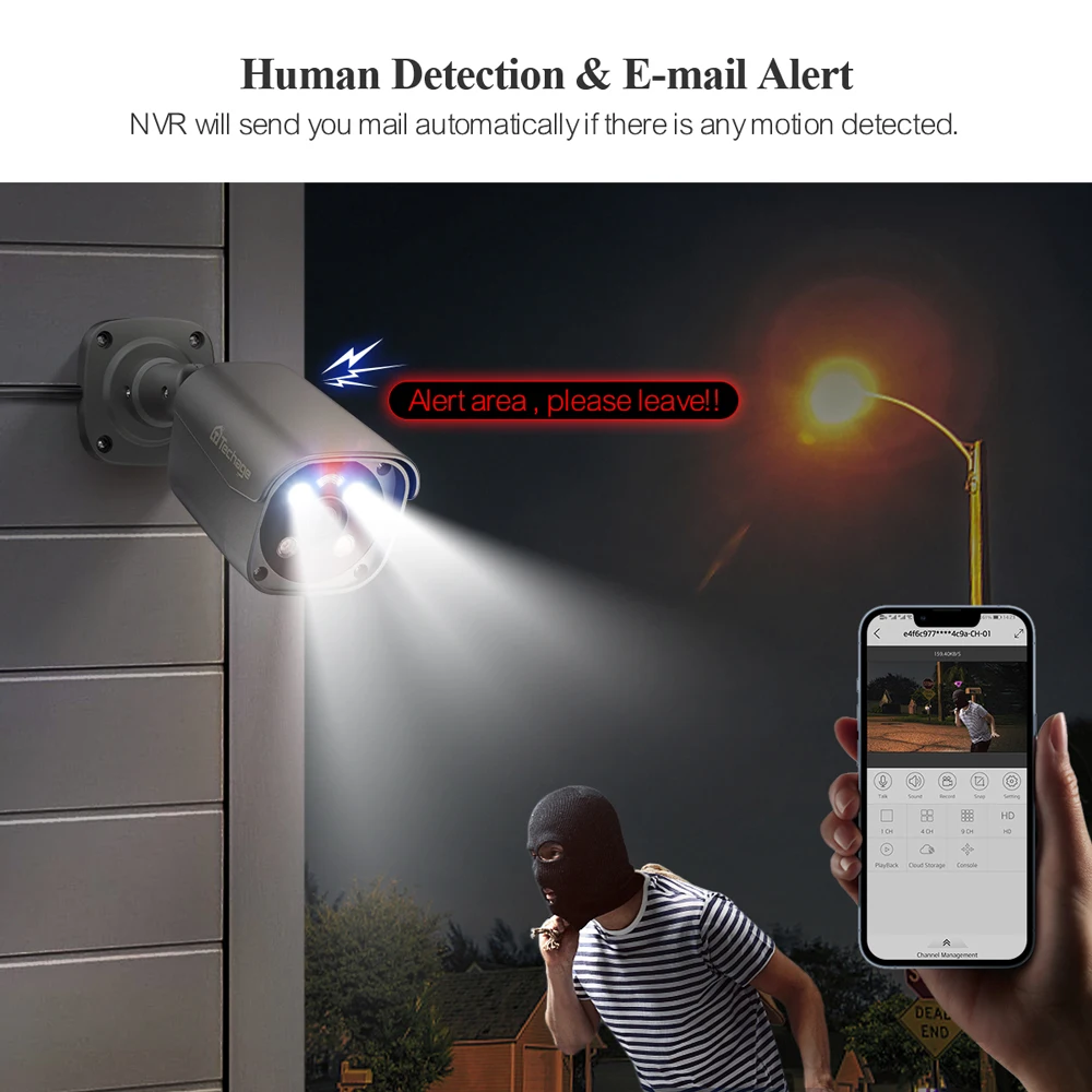 Techage-울트라 HD 4K 스마트 AI 얼굴 감지 IP 카메라, 8MP 보안 POE 카메라 P2P 오디오 기록 감시 컬러 야간 투시경