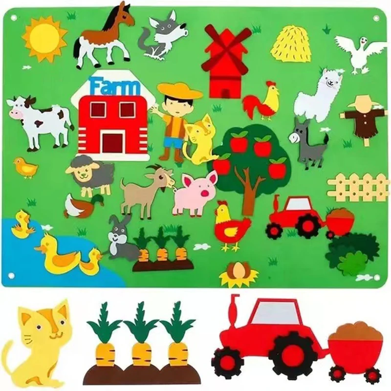 아기 몬테소리 바쁜 보드 장난감, 어린이 DIY 펠트 보드 장난감, 농장 동물 학습 스토리북 펠트 놀이 매트, 플란넬 곤충 벽 장식 title=아기 몬테소리 바쁜 보드 장난감, 어린이 DIY 펠트 보드 장난감, 농장 동물 학습 스토리북 펠트 놀이 매트, 플란넬 곤충 벽 장식