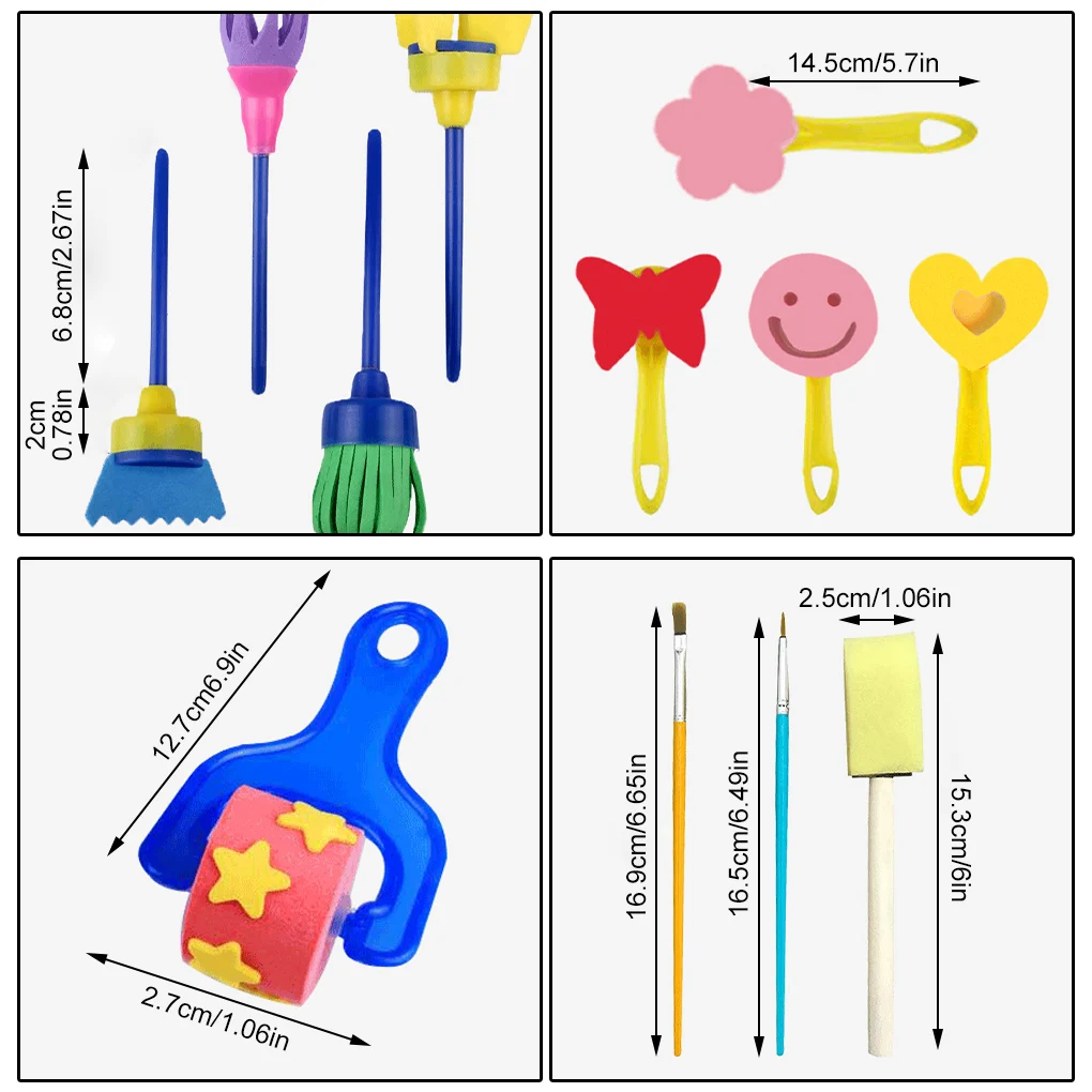 어린이 학생용 드로잉 교육 도구, 스폰지 페인트 브러시, 조기 페인팅 미술 공예, DIY 드로잉 도구, 30 개