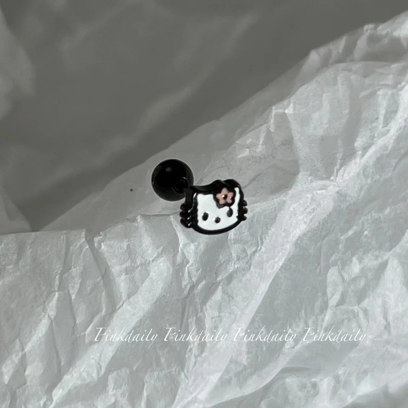 헬로키티 티타늄 스틸 여성 산리오 애니메이션 만화 골드 실버 이어 스터드 귀걸이, 이주 연골 피어싱 쥬얼리 선물, 1 개