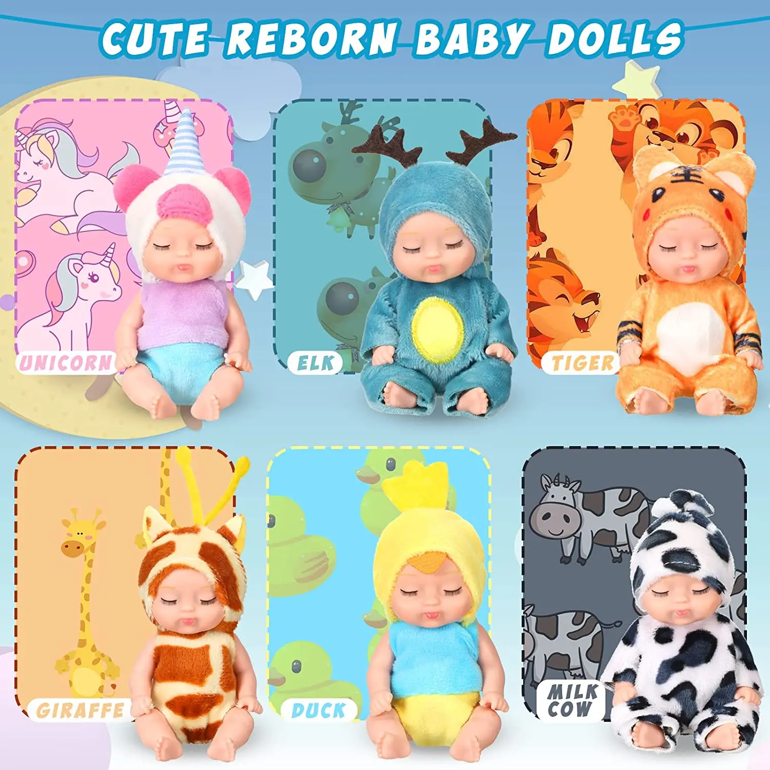 미니 다시 태어난 아기 인형, 실물 같은 사실적인 아기 인형, 귀여운 동물 옷, 토끼 어린이 장난감, 여아 생일 선물, 4 인치