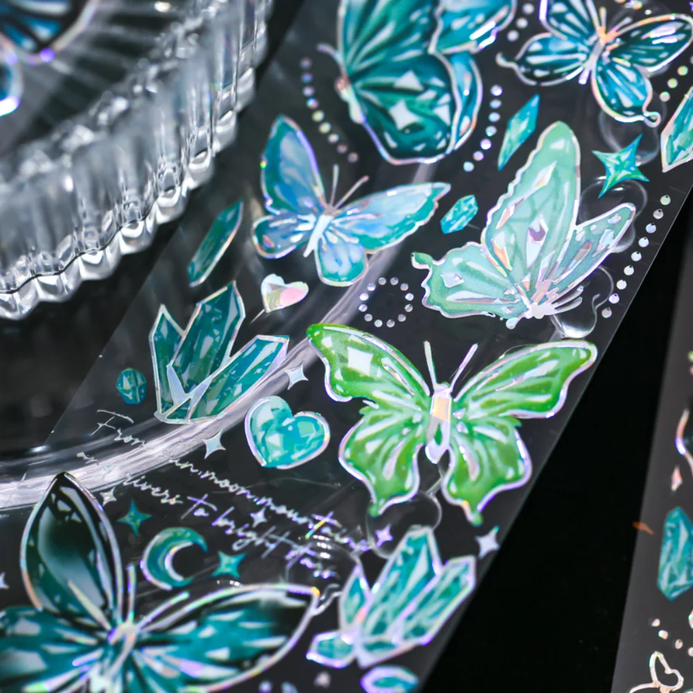 Mr.Paper 4 디자인 빈티지 나비 스티커 팩, 릴리프 골드 카드 핸드북 장식 스티커, 아트 용품 문구