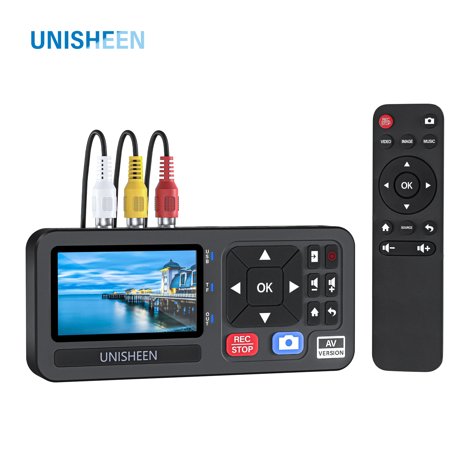 UNISHEEN UR230A TF 아날로그 CVBS RCA S비디오 카메라, USB 테이프 VCR VHS 캡처 카드 박스, MP3 비디오 레코더