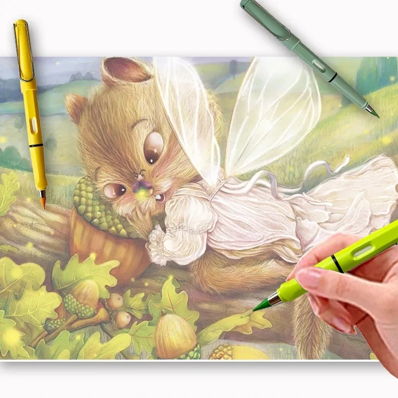 다채로운 교체 가능한 영원한 연필 HB 펜촉 세트, 아트 스케치, 글쓰기 액세서리, 귀여운 학교 문구 용품, 12 색, 50 60 개