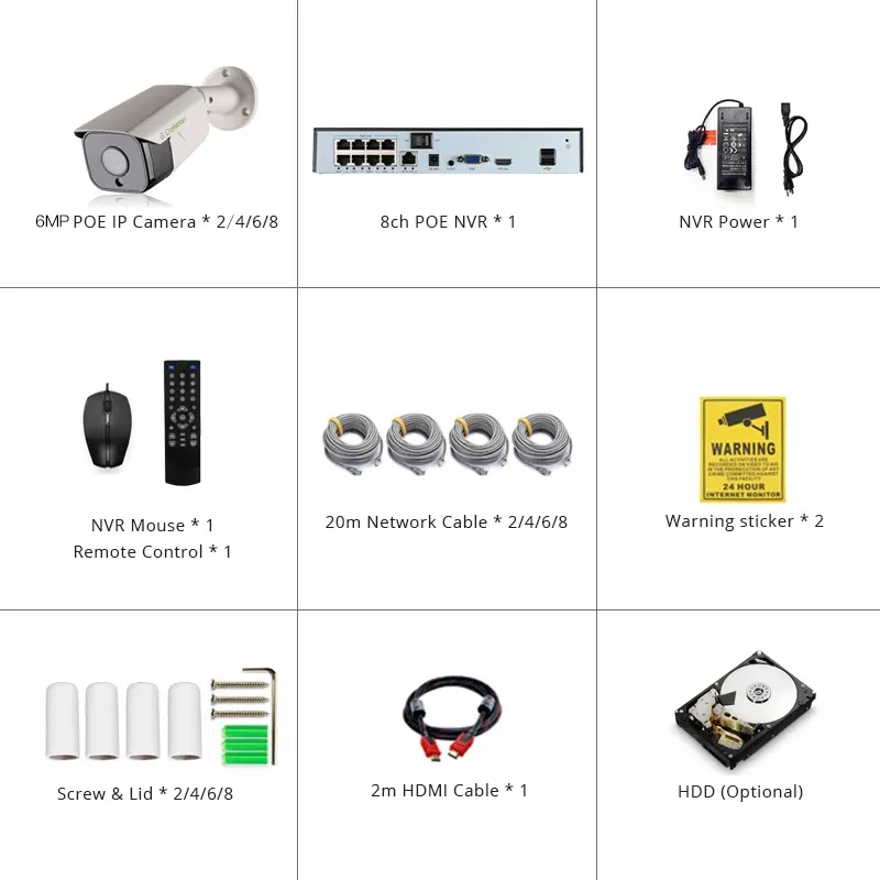 XMeye 소니 얼굴 인식 POE IP 카메라 보안 시스템 키트, 오디오 방수 CCTV 비디오 감시, AI Onvif NVR, 20fps, 6MP