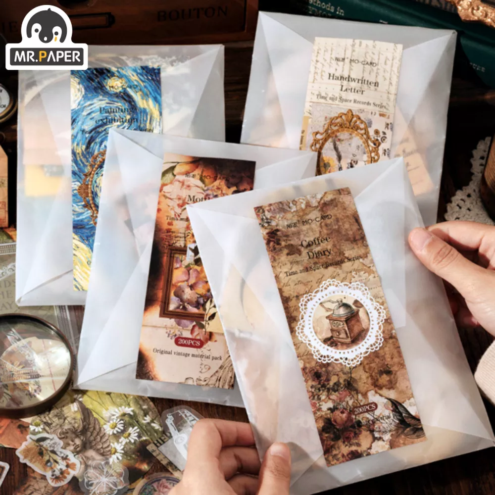 Mr. Paper 4 가지 스타일 빈티지 커피 스티커 크리에이티브 페인팅 전시회 핸드 계정 장식 문구 스티커, 200 개/백 title=Mr. Paper 4 가지 스타일 빈티지 커피 스티커 크리에이티브 페인팅 전시회 핸드 계정 장식 문구 스티커, 200 개/백 
