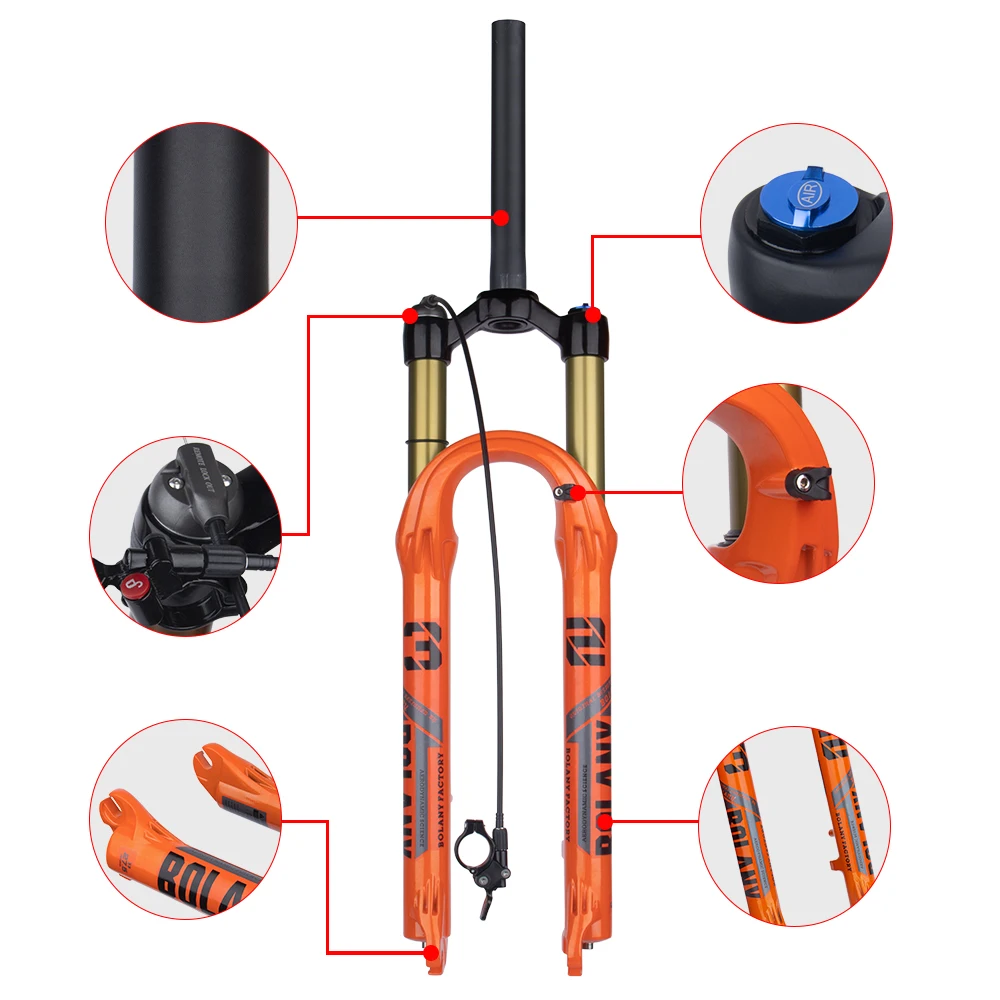 Bolany 업그레이드 MTB 자전거 프론트 포크, 32mm, 27.5 29 인치, 산악 자전거 에어 서스펜션, 여행용 마그네슘 합금, 120mm