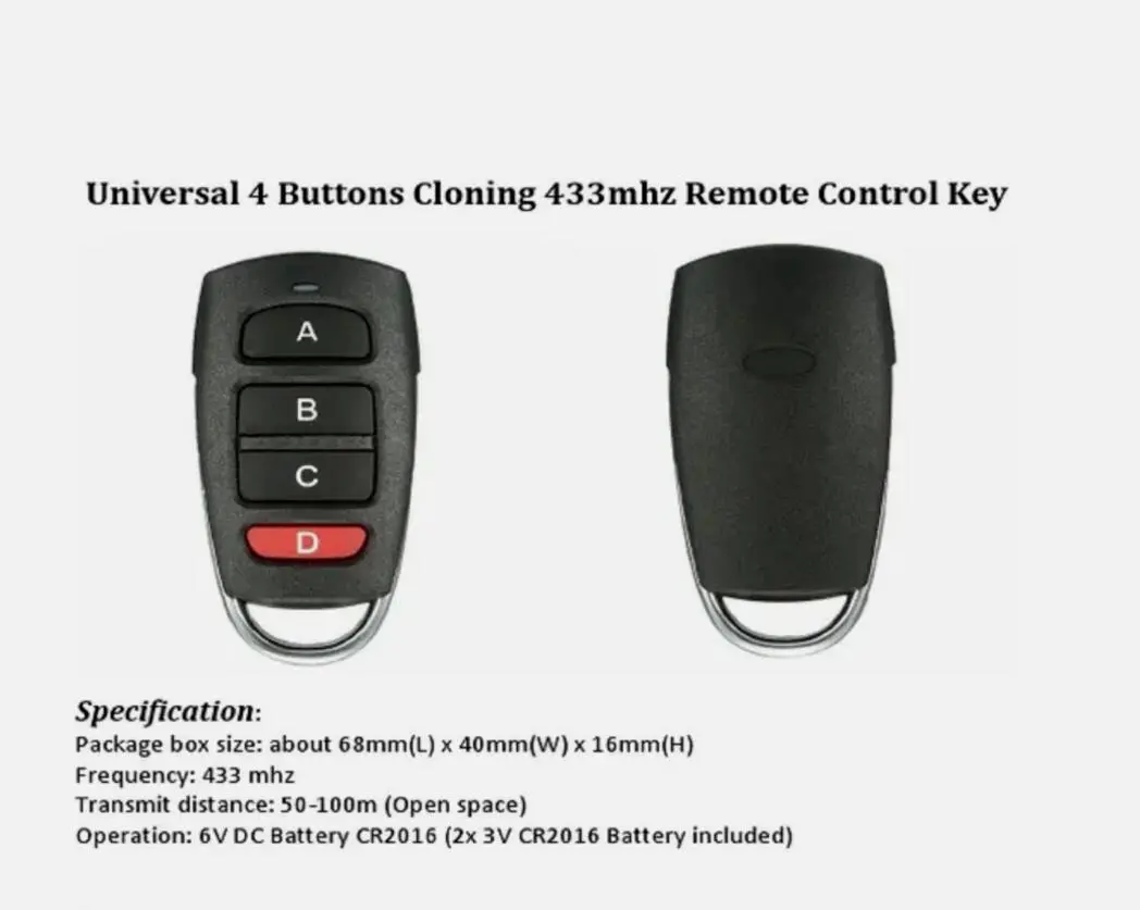 게이츠용 자동 복제기, 433 Mhz 고정 학습 코드, 범용 차고 리모컨, 433 mhz 명령 복제