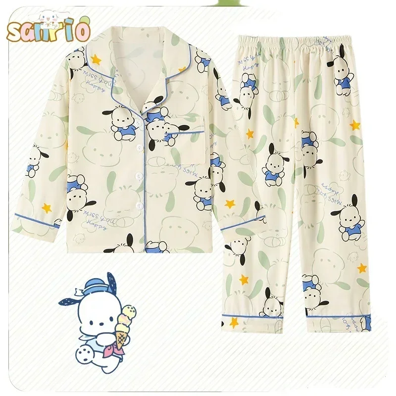 산리오 쿠로미 시나모롤 마이 멜로디 어린이 만화 잠옷, 애니메이션 포차코 캐주얼 루즈 긴팔 잠옷, 소년 소녀 선물