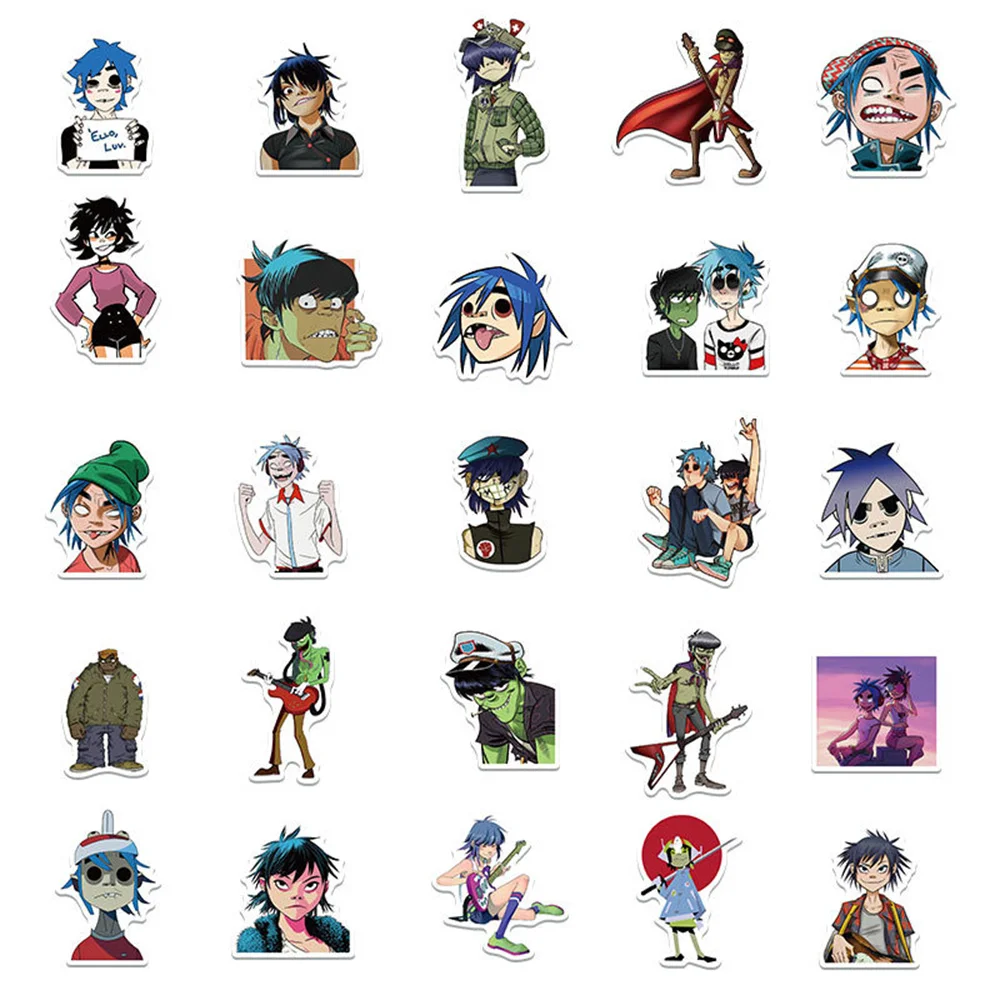 스트리트 불리 Gorillaz 그래피티 방수 스티커, 여행 가방, 노트북 냉장고, 스케이트보드 문구 상자, 도매, 10 개, 30 개, 50 개