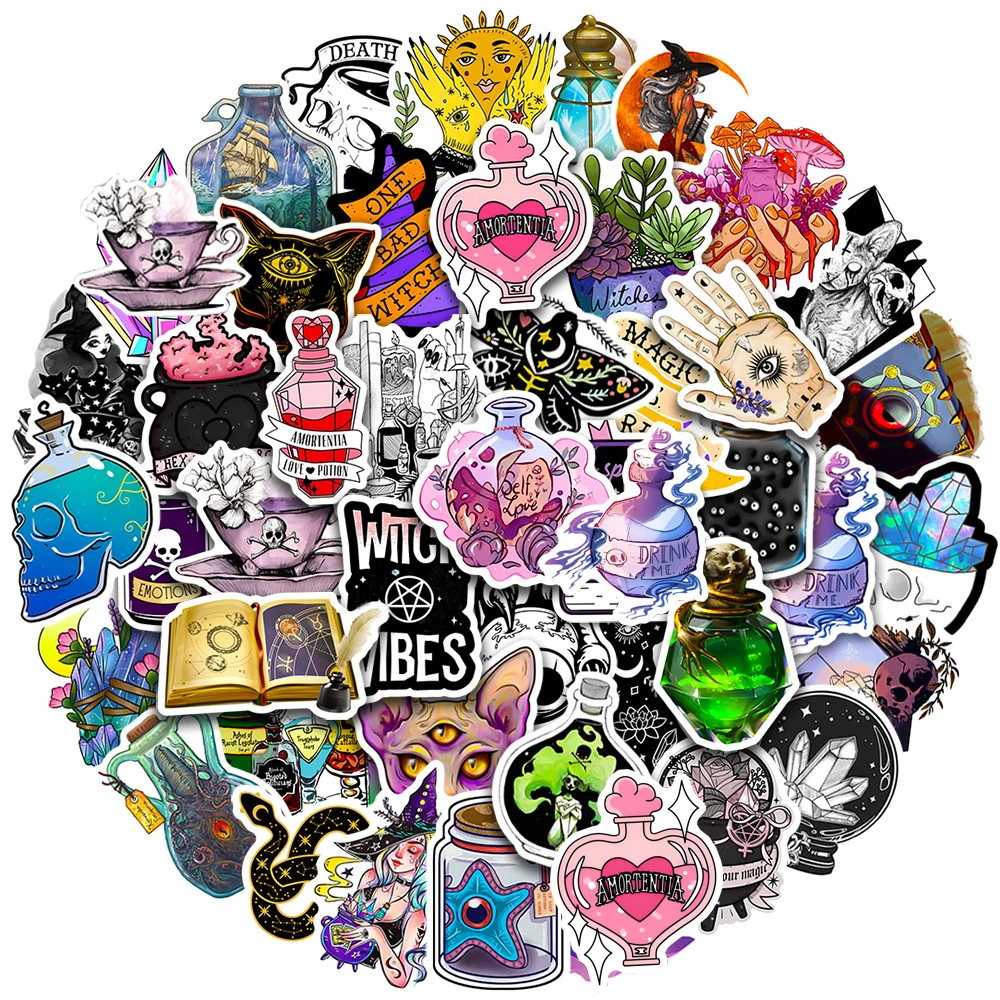 쿨 아트 고딕 마법 약제사 마녀 크리스탈 스티커, 스케이트보드 오토바이 자동차 노트북 재미있는 스티커 데칼, 어린이 장난감, 10 30 50 개