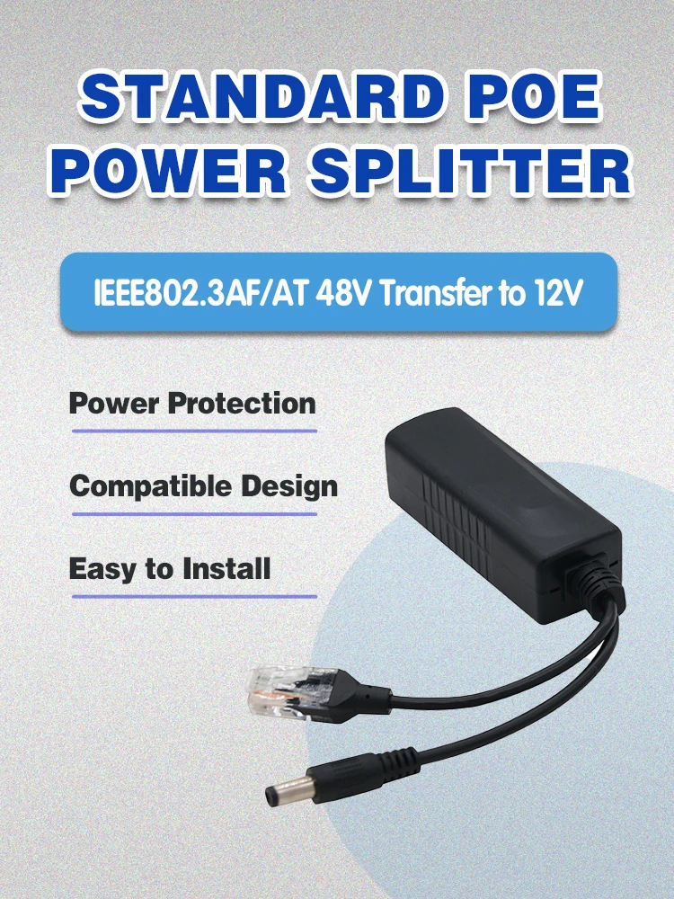스위치 포트용 기가비트 POE 분배기, CCTV IP 카메라, 48V ~ 12V, 2.5A, 30W, 15W, Gibabit, 1000mbps, RJ45 to DC 공급 전원 분배기