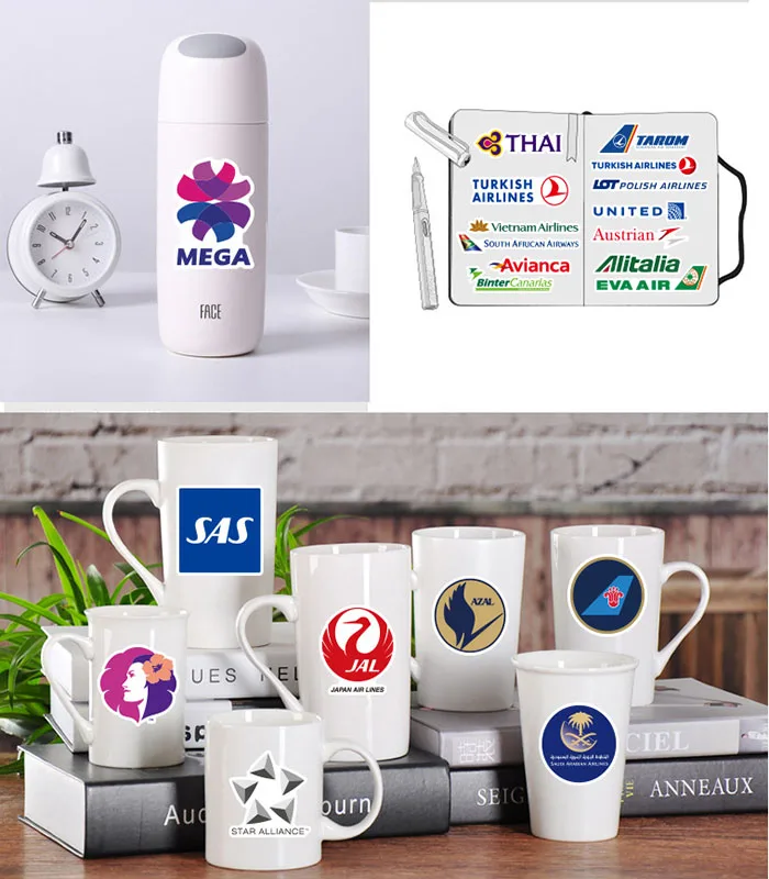 항공 항공기 회사 로고 스케이트보드 여행 가방, 전화 노트북 수하물 스티커, DIY 어린이 소녀 장난감, 10 개, 30 개, 55 개