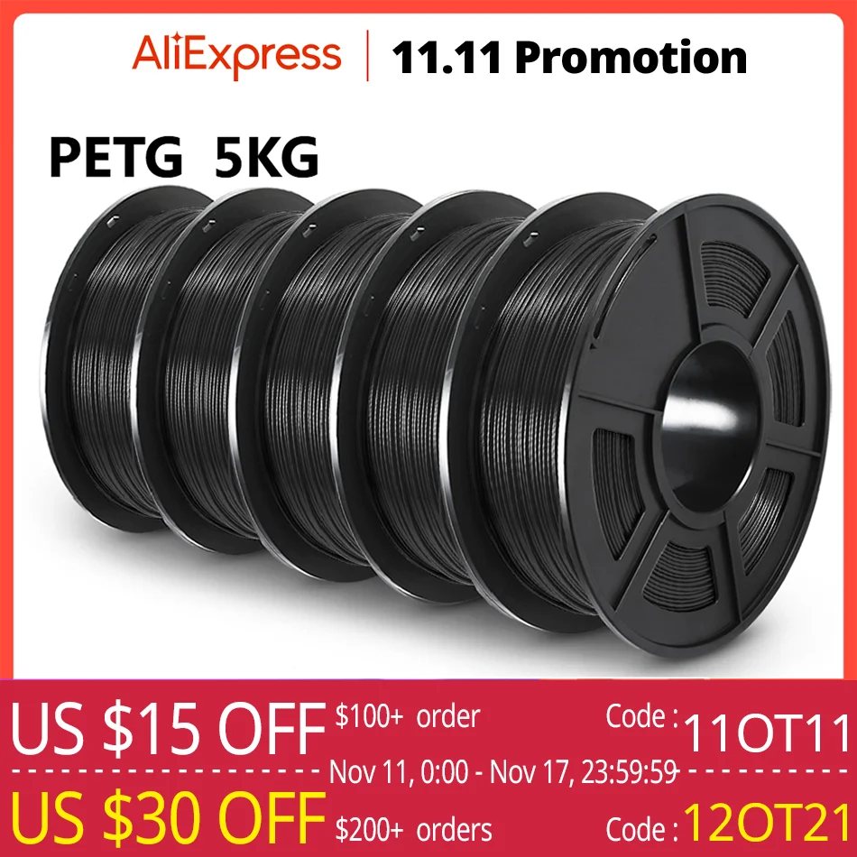 SUNLU PETG 친환경 3D 필라멘트 1kg 1.75mm 5 롤 깔끔하게 막힘 방지, 기포 없음, 무취, 우수한 인성 title=SUNLU PETG 친환경 3D 필라멘트 1kg 1.75mm 5 롤 깔끔하게 막힘 방지, 기포 없음, 무취, 우수한 인성