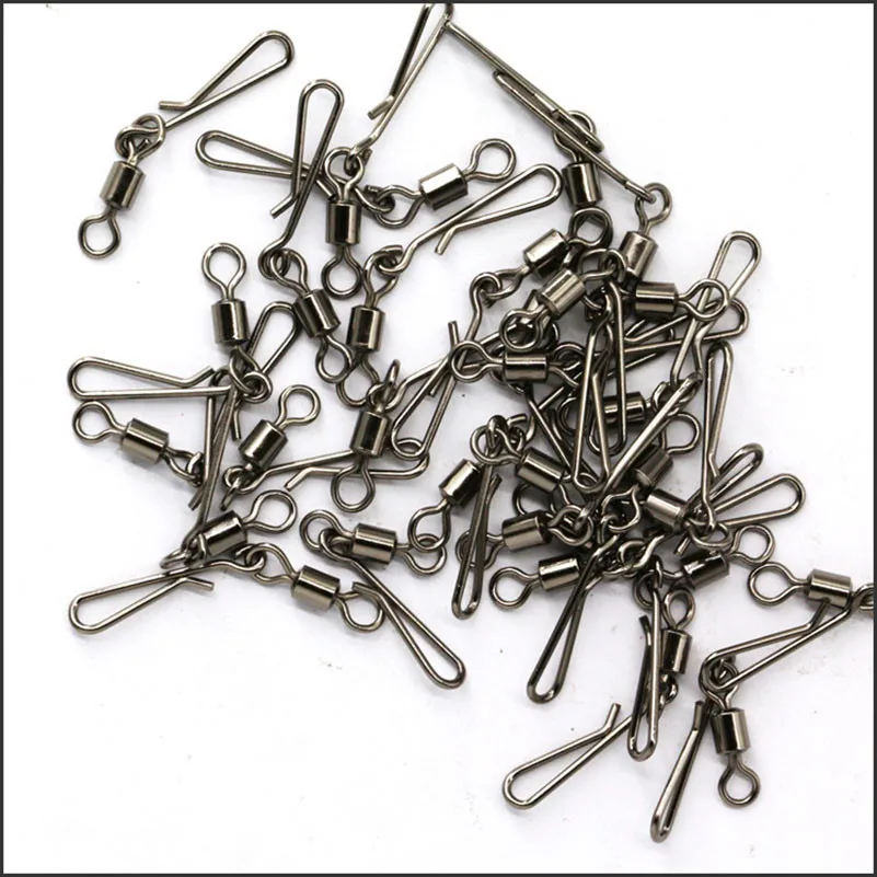 2 # ~ 12 # 걸이식 스냅 낚시 태클 낚시 커넥터, 롤링 스위블 낚시 도구 50 개/묶음