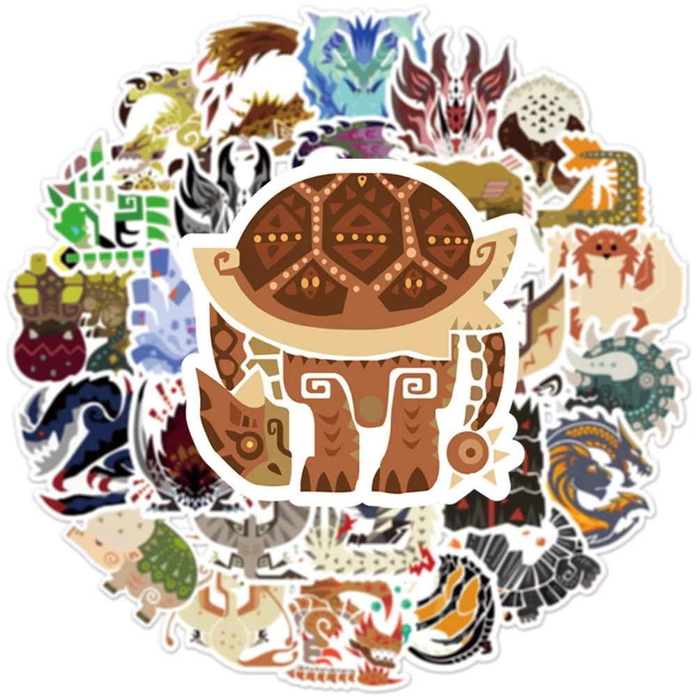 몬스터 헌터 만화 게임 스티커, DIY 노트북 수하물 스케이트보드 그래피티 데칼 스티커, 어린이 장난감, 10 개, 30 개, 50 개