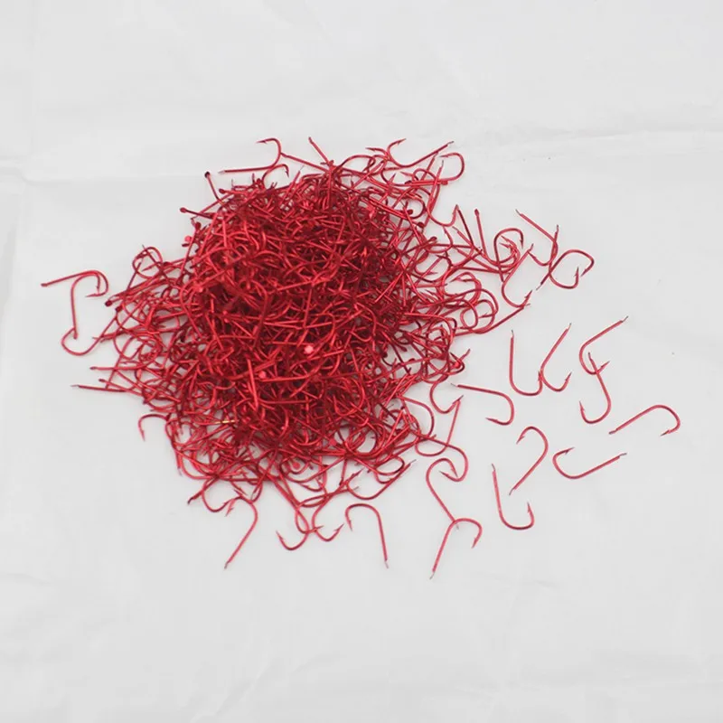 고탄소강 레드 골드 낚시 후크, 구부러진 베이트 홀더 링 잉어 후크 태클, 낚시 후크 시리즈 1 #-8 #, 100 개