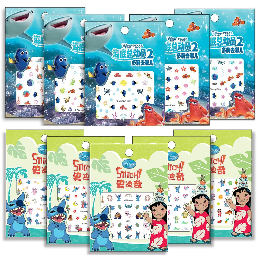 5 개 디즈니 만화 네일 스티커 공주 미키 냉동 스티치 애니메이션 DIY 네일 아트 장식 데칼 Kawaii Girls Kids Party Gift