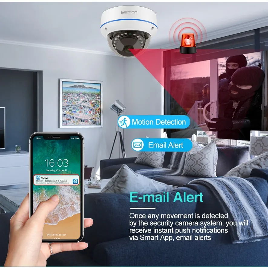 Misecu 홈 보안 감시 카메라, 파손 방지 돔, HD 5MP, 4MP, H.265, POE IP 카메라, 1 개, 2 개, 3/4 개