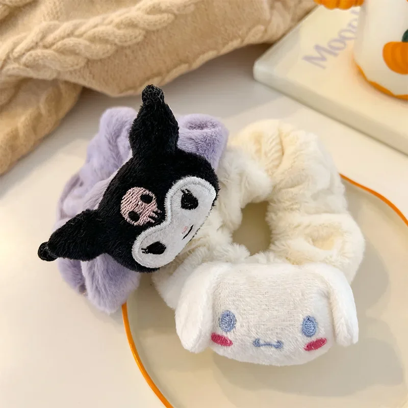 산리오 플러시 스크런치 애니메이션 액세서리, 헬로키티 멜로디 쿠로미 헤어 클립, 편안한 머리띠 헤어피스, 좋은 탄성 장식