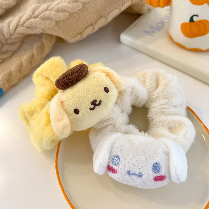 산리오 플러시 스크런치 애니메이션 액세서리, 헬로키티 멜로디 쿠로미 헤어 클립, 편안한 머리띠 헤어피스, 좋은 탄성 장식