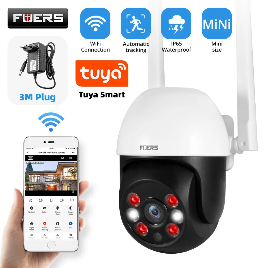 Fuers 3MP 5MP IP 카메라 Tuya 스마트 야외 홈 보안 자동 추적 사람 감지 카메라, 와이파이 CCTV 감시 카메라 title=Fuers 3MP 5MP IP 카메라 Tuya 스마트 야외 홈 보안 자동 추적 사람 감지 카메라, 와이파이 CCTV 감시 카메라 