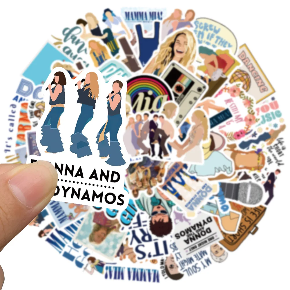 Mamma Mia 만화 스티커 팩, 수하물 노트북 기타 물병, 스케이트보드 자동차 비닐 방수 그래피티 데칼, 50 개