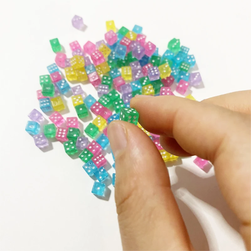 보드 게임 액세서리용 아크릴 직각 포인트 주사위, 표준 6 면 큐브, 미니 D6, 5*5*5mm, 100 개
