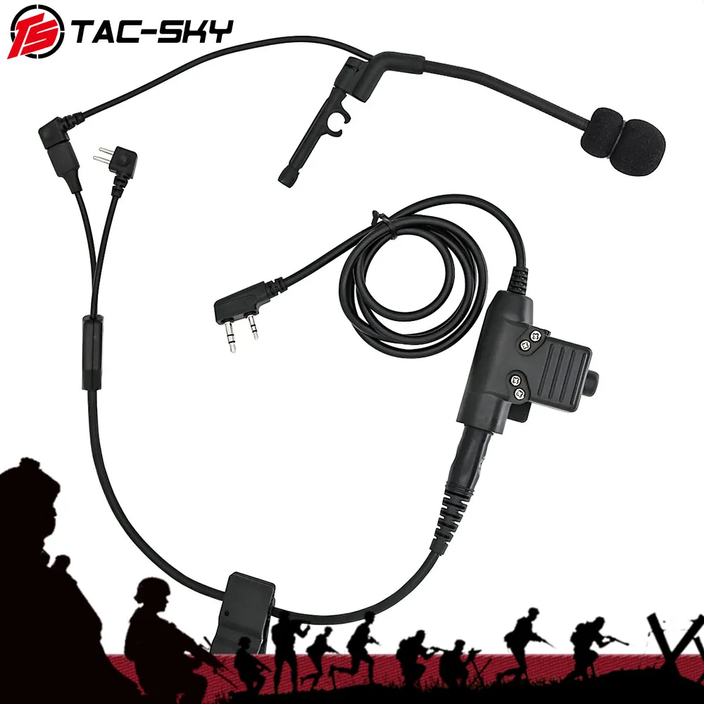 TAC-SKY 야외 사냥 전술 헤드셋 Y 케이블 세트 어댑터, 펠터 PTT 및 COMTAC 마이크용 U94 PTT와 호환 가능 title=TAC-SKY 야외 사냥 전술 헤드셋 Y 케이블 세트 어댑터, 펠터 PTT 및 COMTAC 마이크용 U94 PTT와 호환 가능