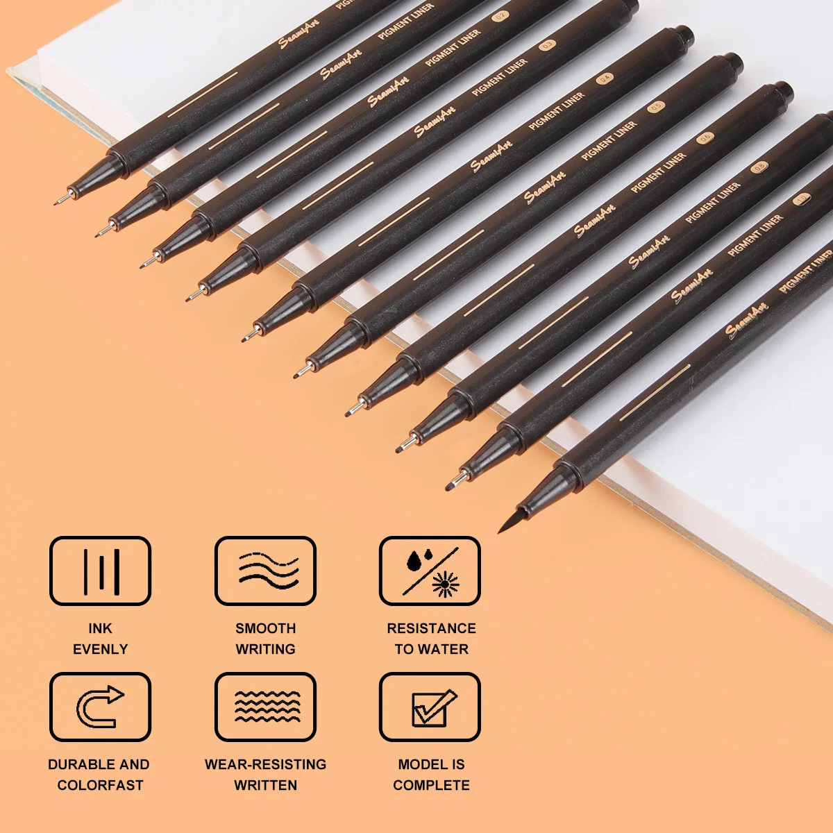 1/3/6/10pcs 안료 Fineliner Pigma Micron 잉크 마커 펜 0.05 0.1 0.2 0.3 0.4 0.5 0.6 0.8 1.0 브러쉬