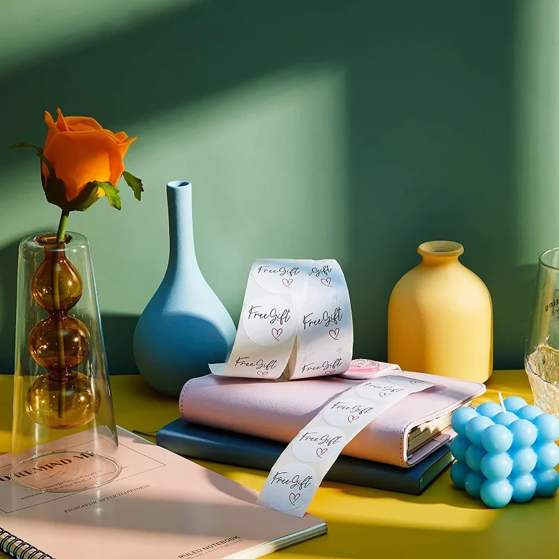 1 인치 무료 선물 씰링 스티커 디자인 스크랩북 축제 파티 장식 레이블 베이킹 비즈니스, 100-500 개