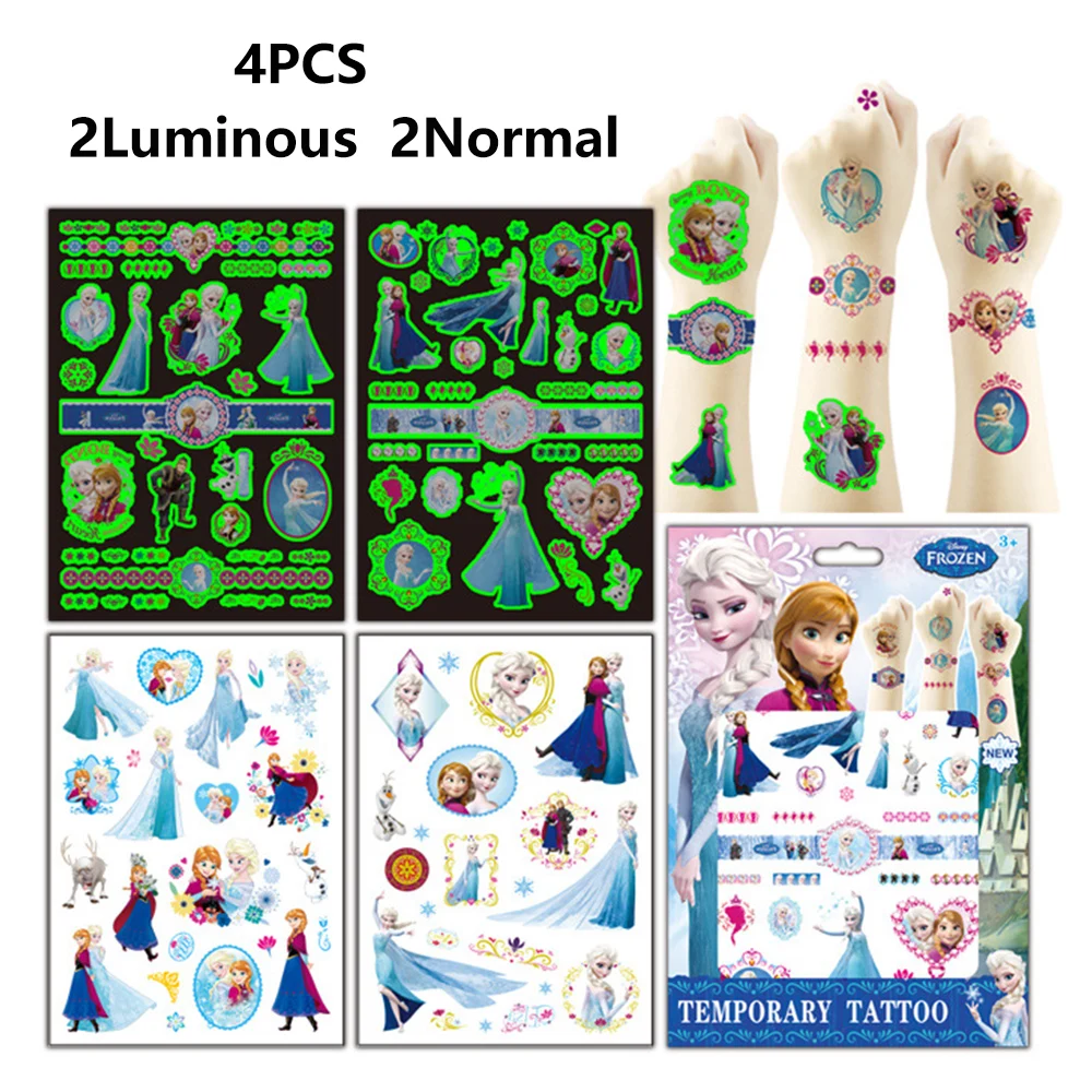 디즈니 키즈 가짜 임시 문신 스티커 장난감, 겨울왕국 어벤져스 스티치, 스파이더맨 DIY 얼굴 팔 바디 아트, 방수 어린이 문신