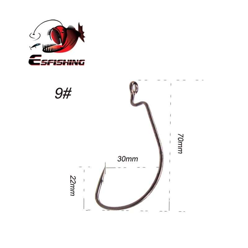ESFISHING 탄소강 오프셋 후크, 큰 배스 후크, 크랭크 가시 후크, 부드러운 낚시 미끼