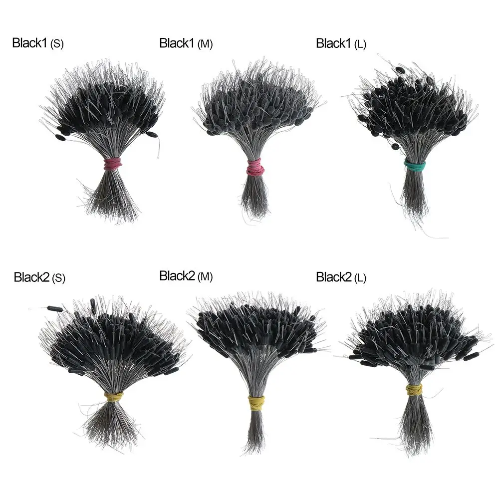 블랙 플로트 낚시 보버 실리콘 스토퍼 스페이스 콩 커넥터, 낚싯줄 저항 낚시 액세서리, 팩당 300 개