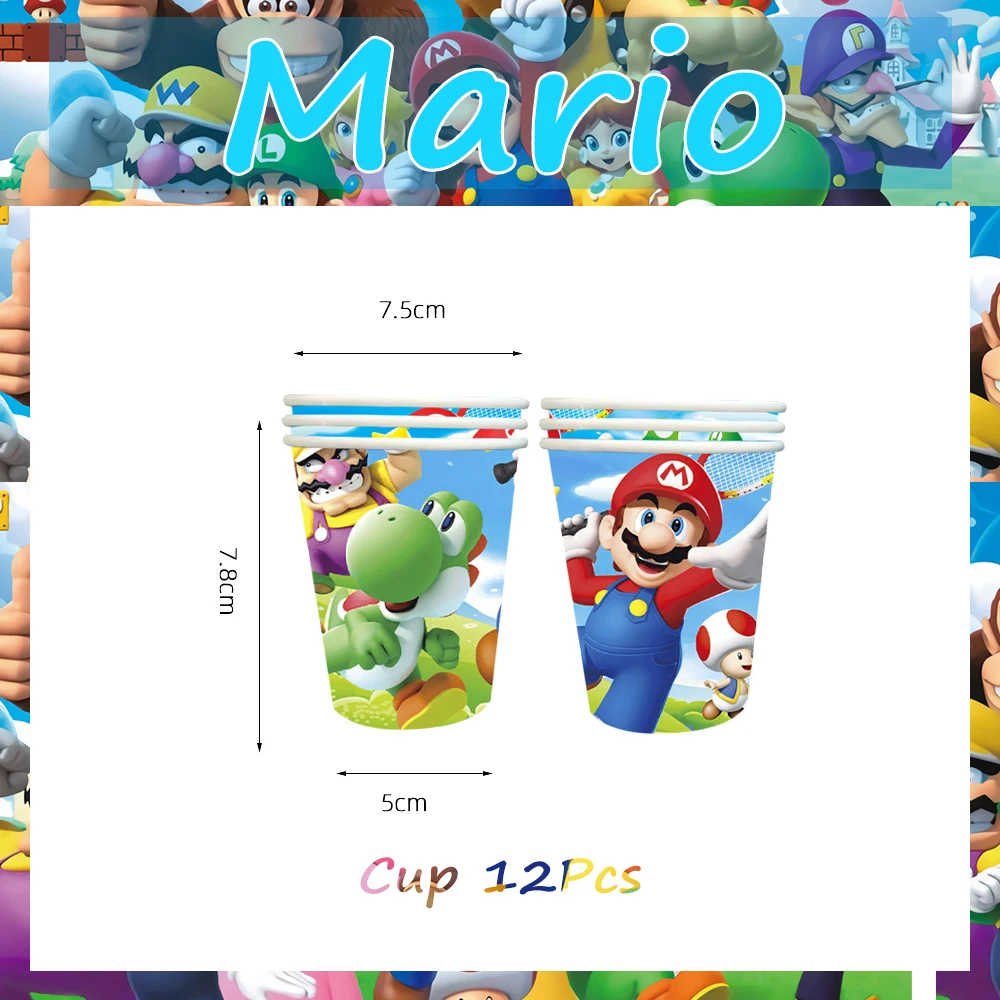 마리오드 어린이 생일 파티 장식 파티 식기 풀 세트, 테이블 액세서리, 컵 플레이트, 축제 DIY 선물, 베이비 샤워