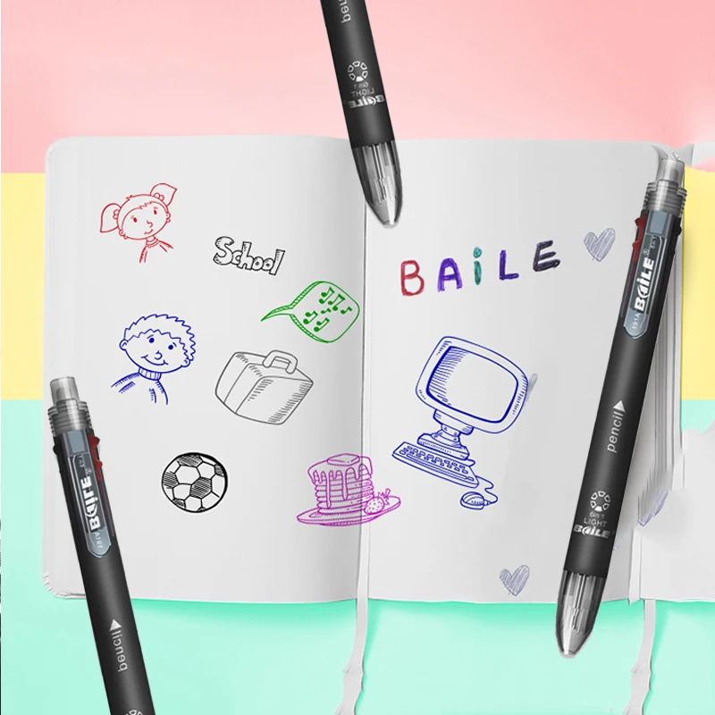 6 색 펜 크리에이티브 여러 가지 빛깔의 볼펜 5 색 볼펜 1 자동 연필 다기능 펜, 사무실 학교 공급