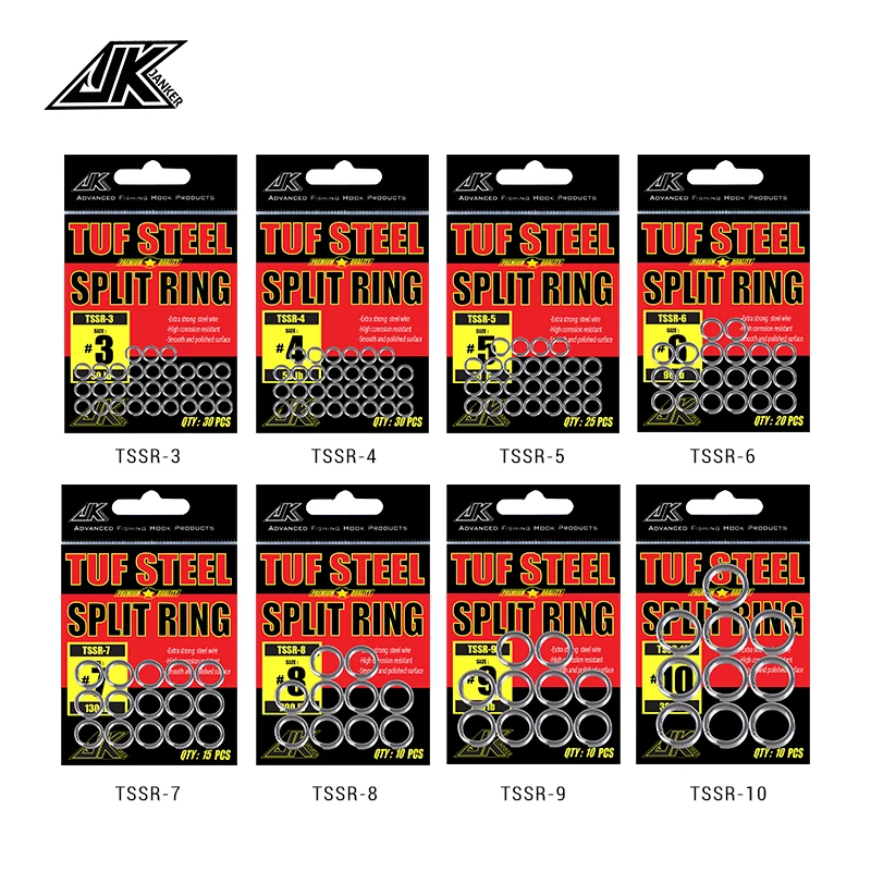 JK 헤비 듀티 낚시 후크 커넥터 보조 후크, 핫 낚시 스플릿 링, 바다 낚시 액세서리 태클, No.3-10/6-14mm, 1 팩