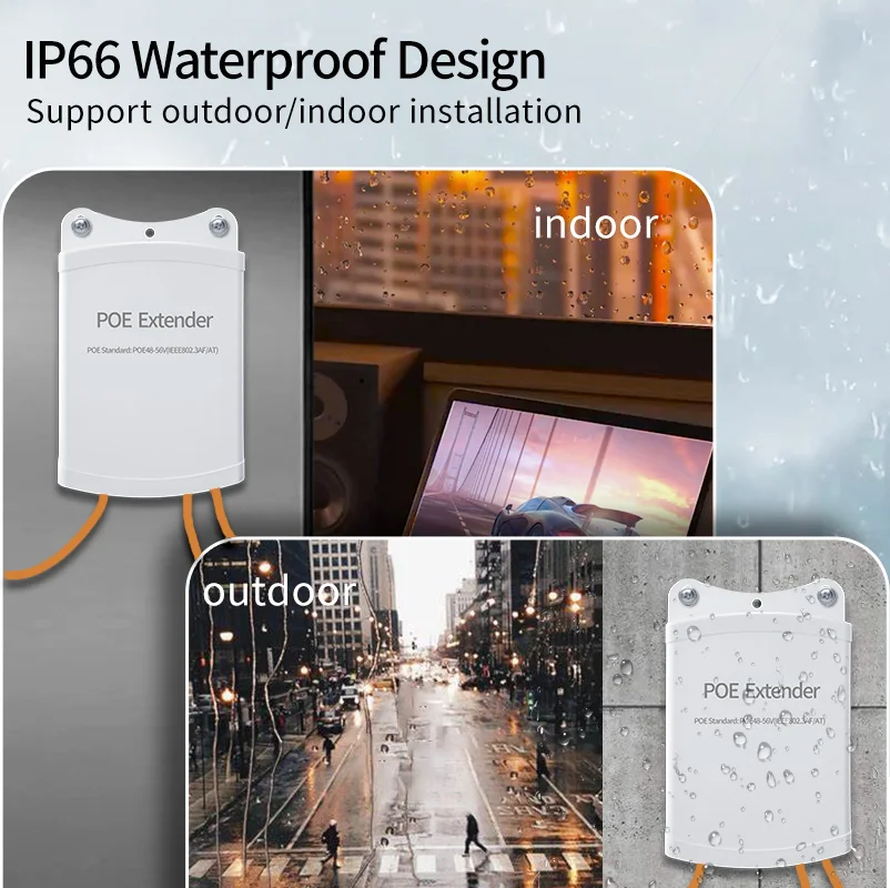 STEAMEMO 방수 POE 익스텐더, POE 리피터, POE 카메라 리버스 POE 스위치, IEEE802.3AF/AT 표준, 2 포트, 100Mbps