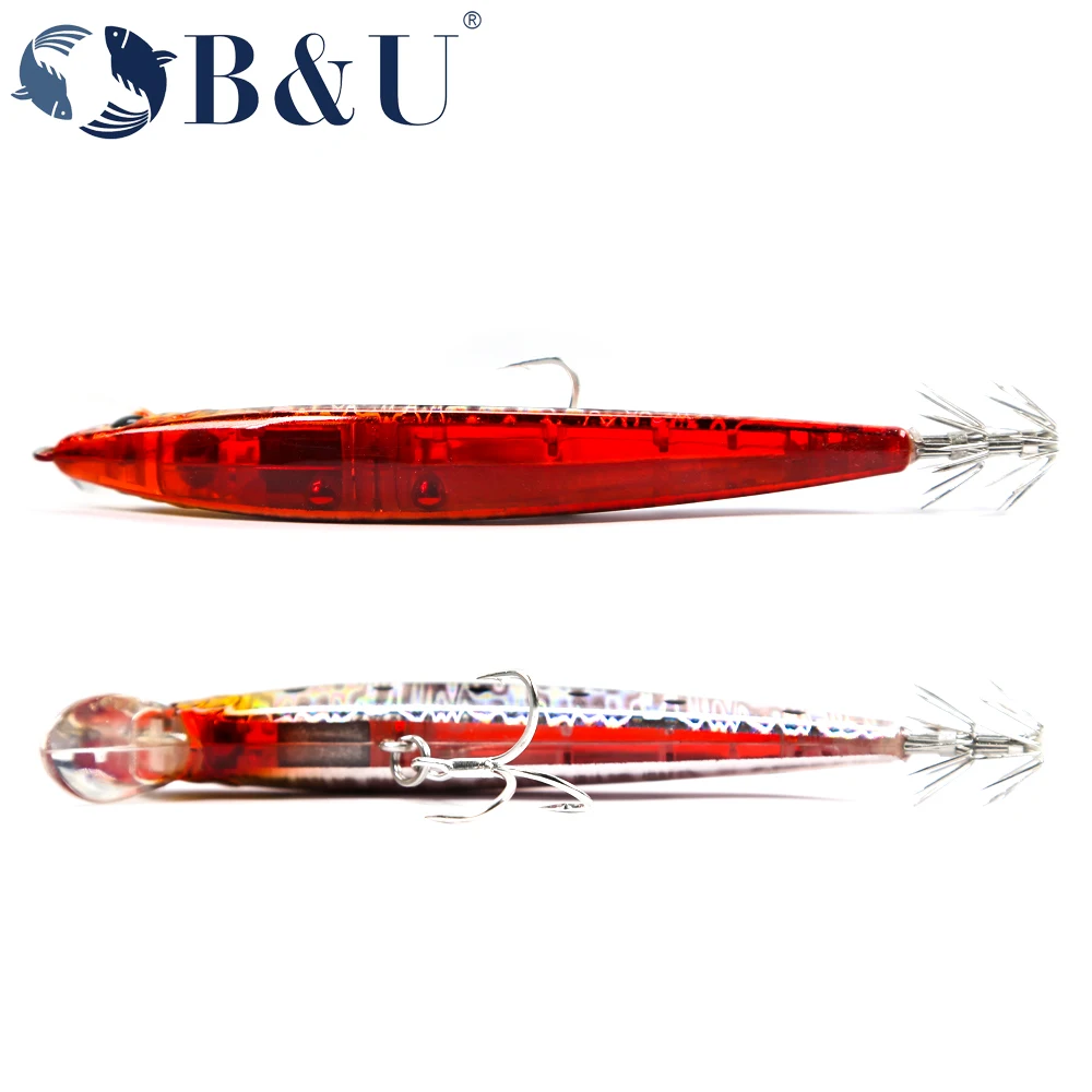 B & U 슬로우 싱킹 미노우 해수 에기 루어 낚시 2.5, 농어 오징어 송어 파이크 강 호수 하드 미끼 저크베이트, #90mm, 9.6g
