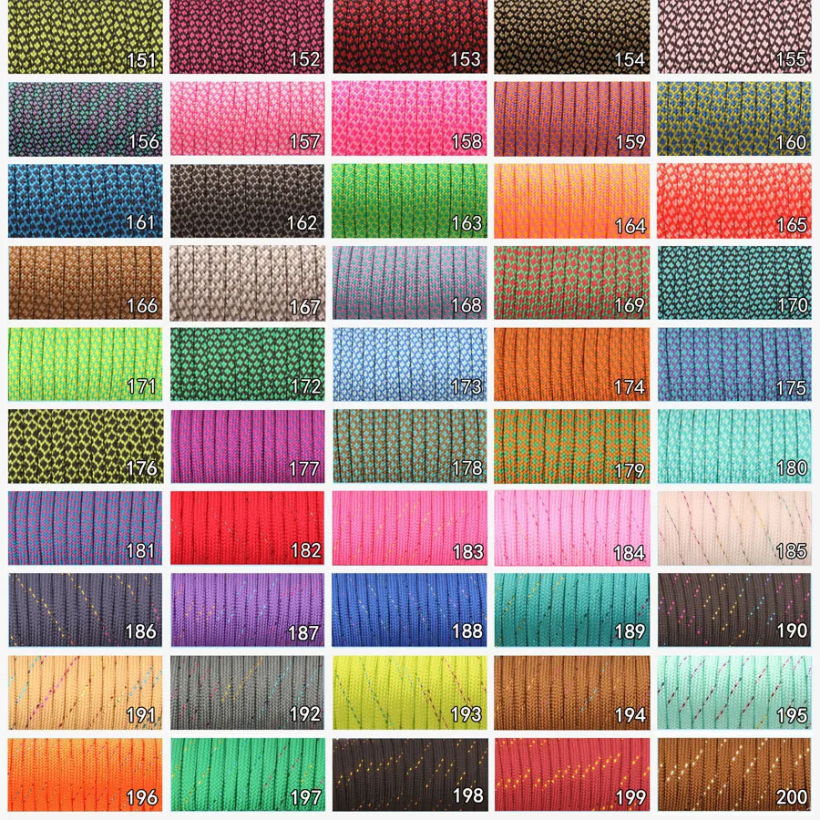 CAMPINGSKY 파라코드 550 낙하산 끈 텐트 로프, 가이라인 밀 스펙 타입 III 7 가닥 100FT, 하이킹 캠핑 200 색상