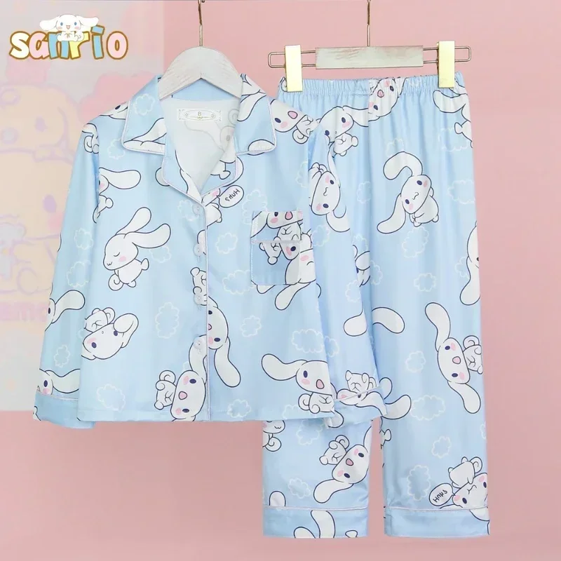 산리오 쿠로미 시나모롤 마이 멜로디 어린이 만화 잠옷, 애니메이션 포차코 캐주얼 루즈 긴팔 잠옷, 소년 소녀 선물