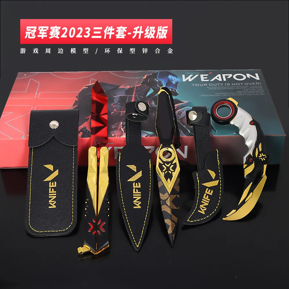 발로란트 무기 게임 주변 챔피언 2023 선물 세트, 3 개 Karambits 칼 쿠나이 홀스터 장난감 칼 풀 메탈 어린이 장난감 title=발로란트 무기 게임 주변 챔피언 2023 선물 세트, 3 개 Karambits 칼 쿠나이 홀스터 장난감 칼 풀 메탈 어린이 장난감