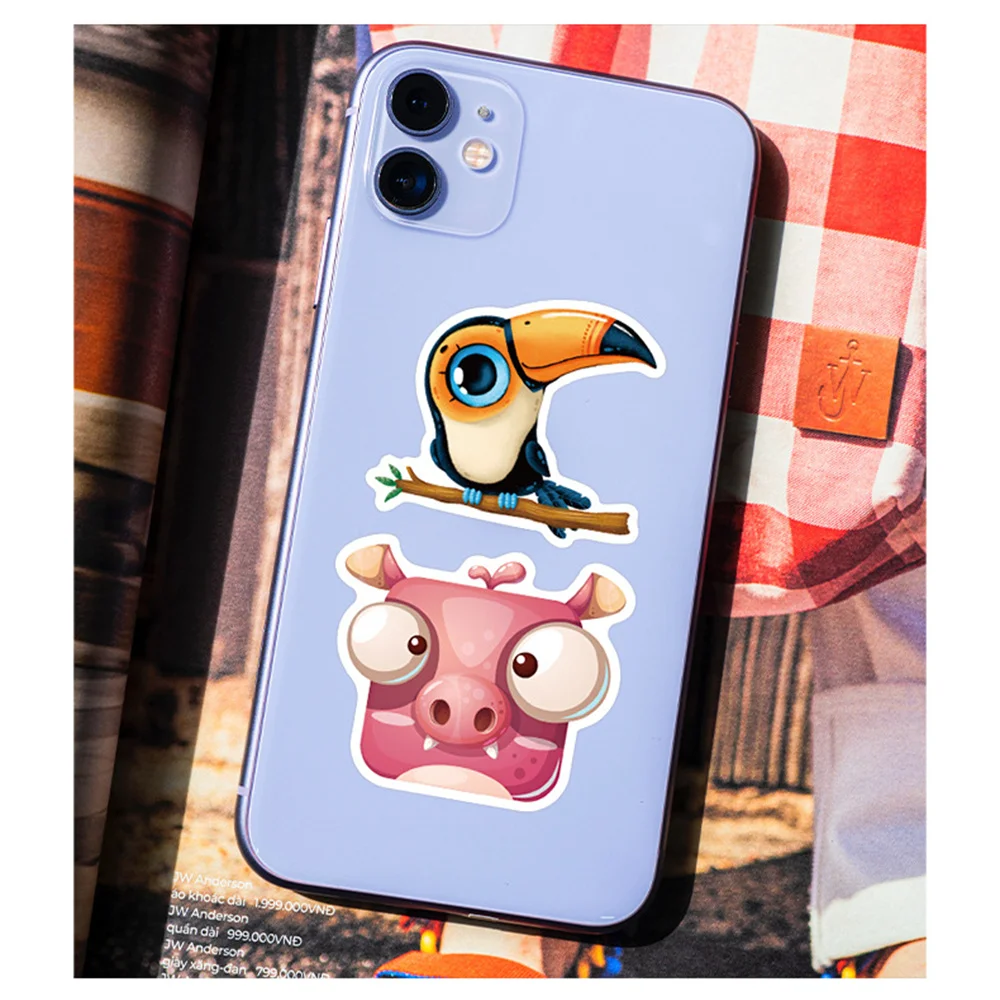 귀여운 동물 큰 눈 스티커, 작고 신선한 만화 개성 노트북, 냉장고 물컵 트렌드 기타, 도매, 10 개, 30 개, 50 개