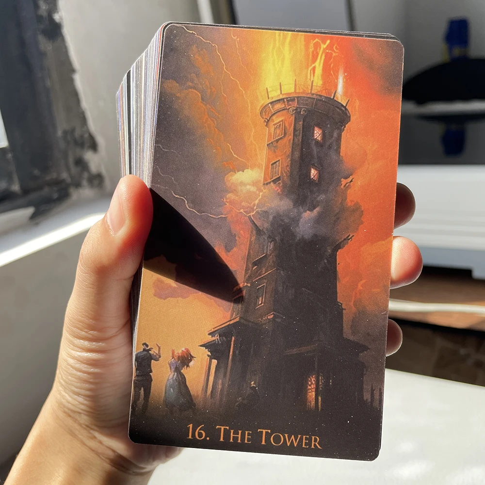 초보자용 타로 카드, 종이 안내서, 선지자 예언, 오라클 점술 타로 영어 버전, 350 GSM 종이, 12x7cm