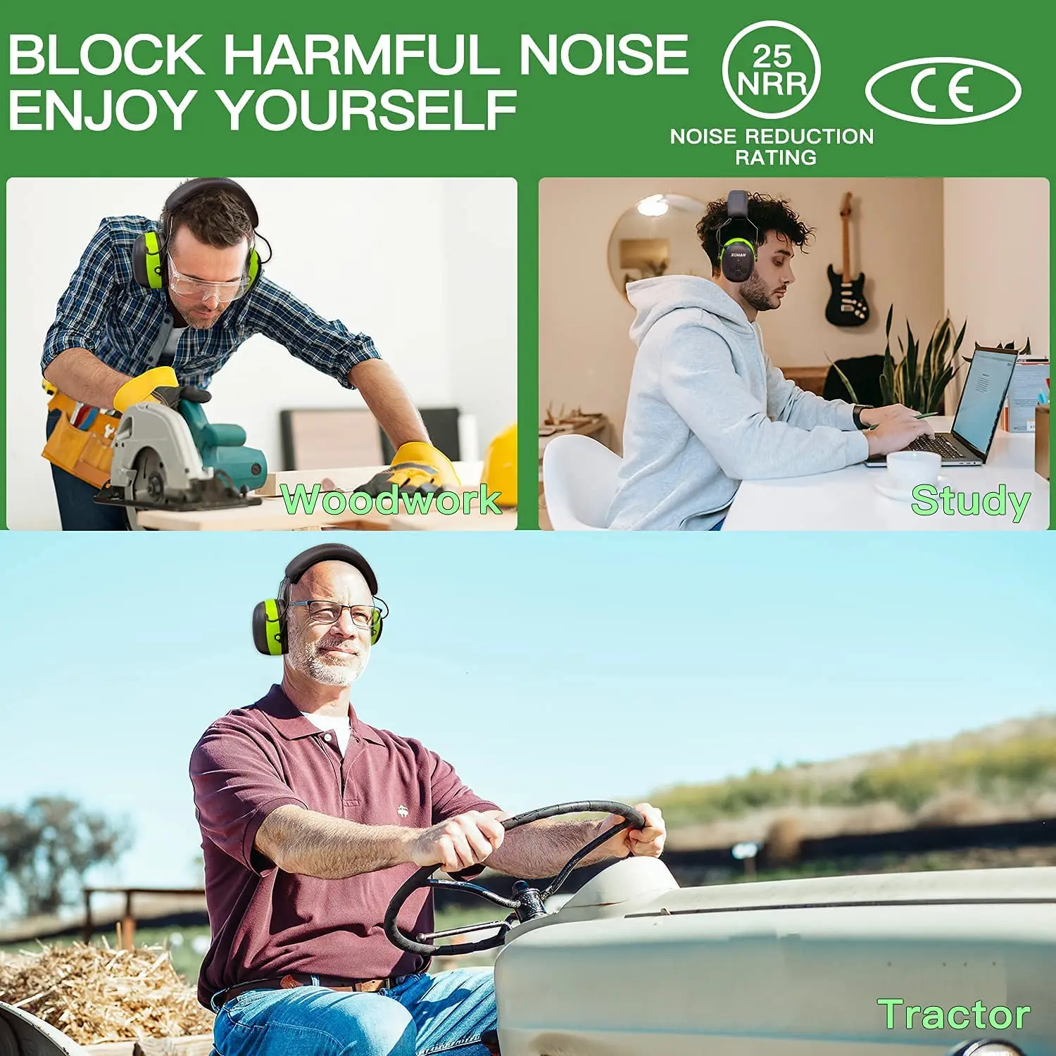 ZOHAN 청력 보호 Bluetooth 헤드폰 귀마개 5.0 헤드폰 안전 소음 감소 25dB NRR Protector for Mowing Music