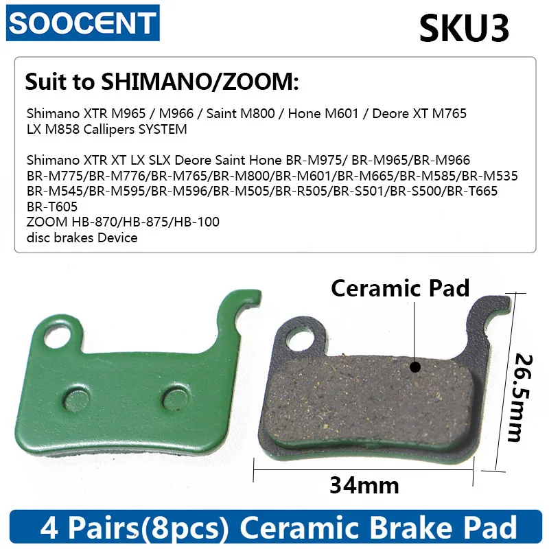 4 쌍 (8pcs) MTB 자전거 유압 디스크 도자기 브레이크 패드 시마노 SRAM AVID HAYES Magura 자전거 부품 자전거 액세서리