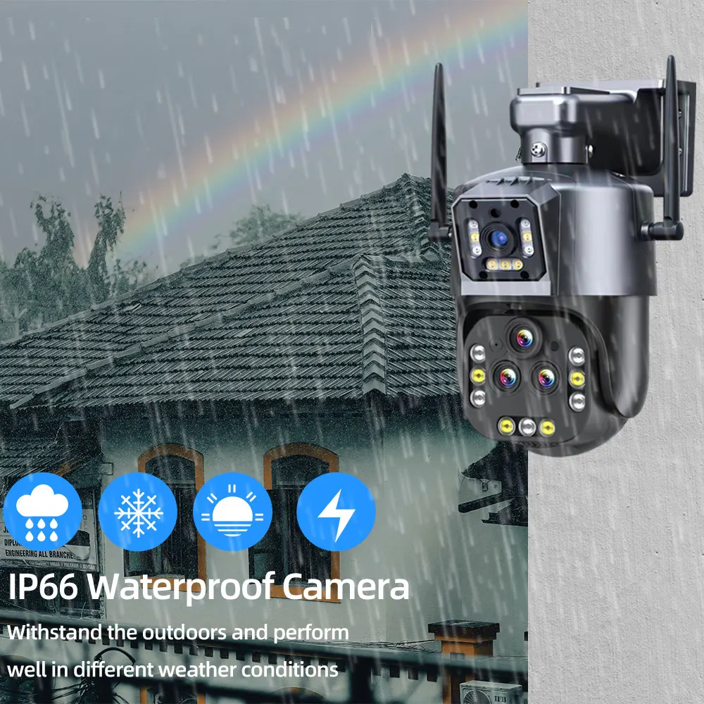 울트라 16MP 8K 와이파이 PTZ IP 감시 보안 카메라, 4 렌즈 카메라, 20X 줌 AI 자동 추적 비디오 CCTV 카메라, IPC360 홈