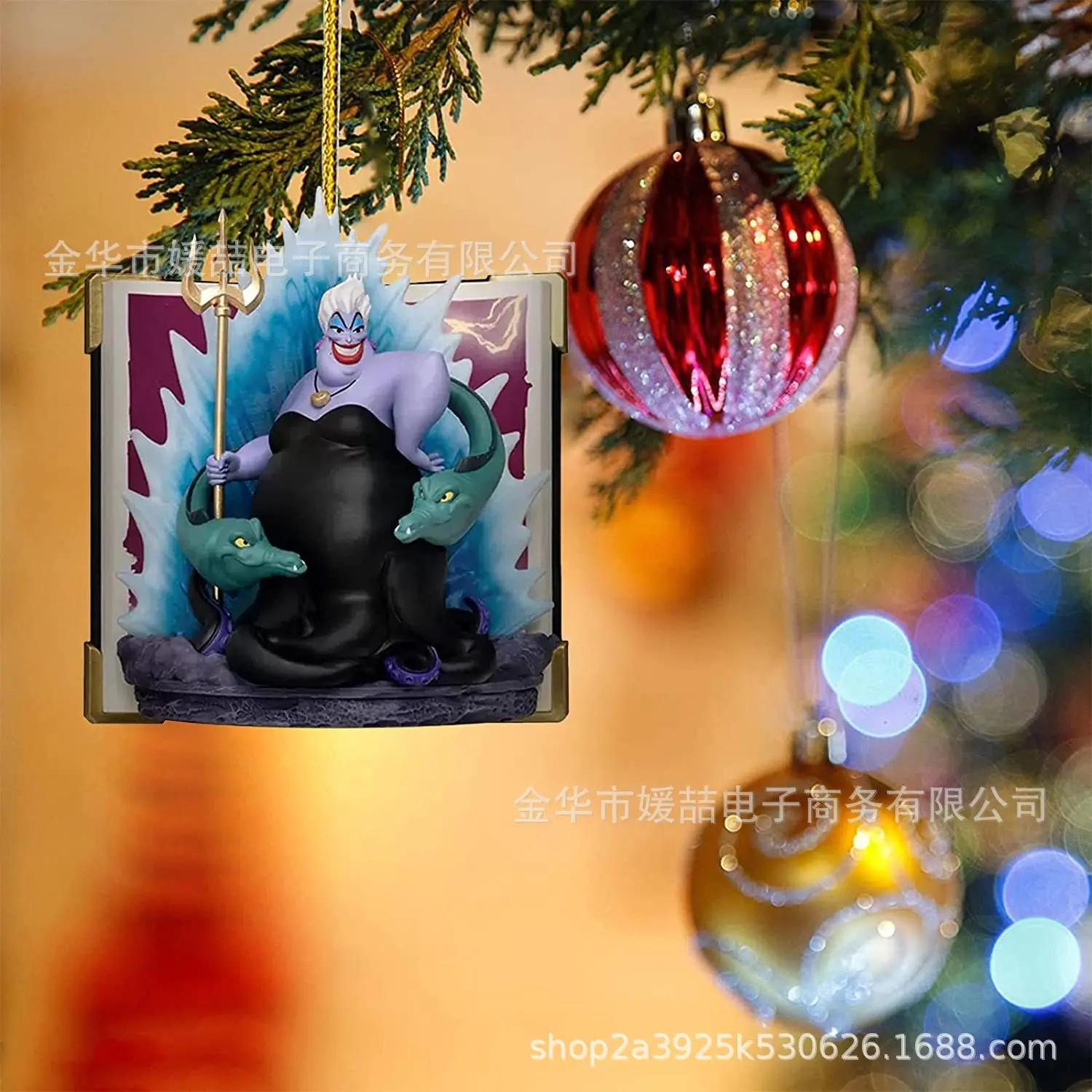 디즈니 공주 크리스마스 트리 장식 펜던트, 애니메이션 피규어, 할로윈, 가정용 자동차 배낭 장식, 아크릴 비행기 펜던트 장난감