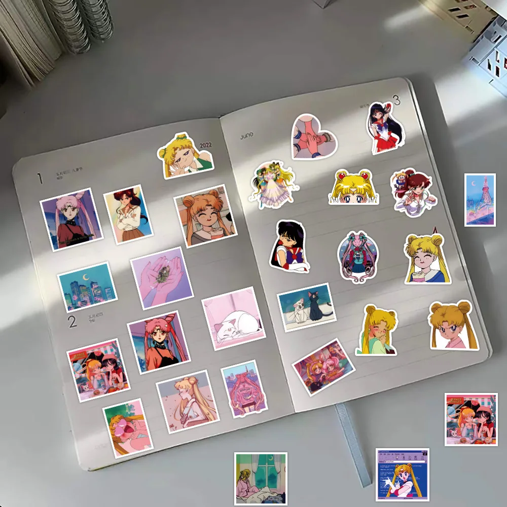 세일러 문 애니메이션 스티커 카와이 소녀 DIY 전화 물병 노트북 방수 만화 스티커, 키즈 데칼 완구, 10/30/60 개