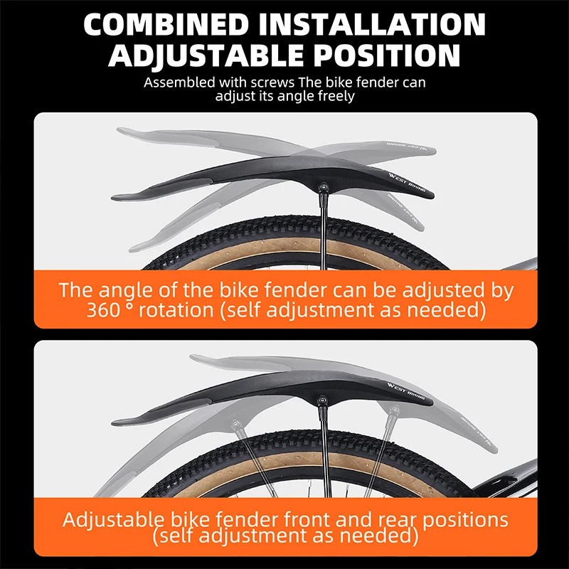 WEST BIKING 산악 자전거 흙받이, 26-29 인치, 프론트 리어 타이어 휠, MTB 자전거 가드 펜더, 퀵 릴리스 프로텍터